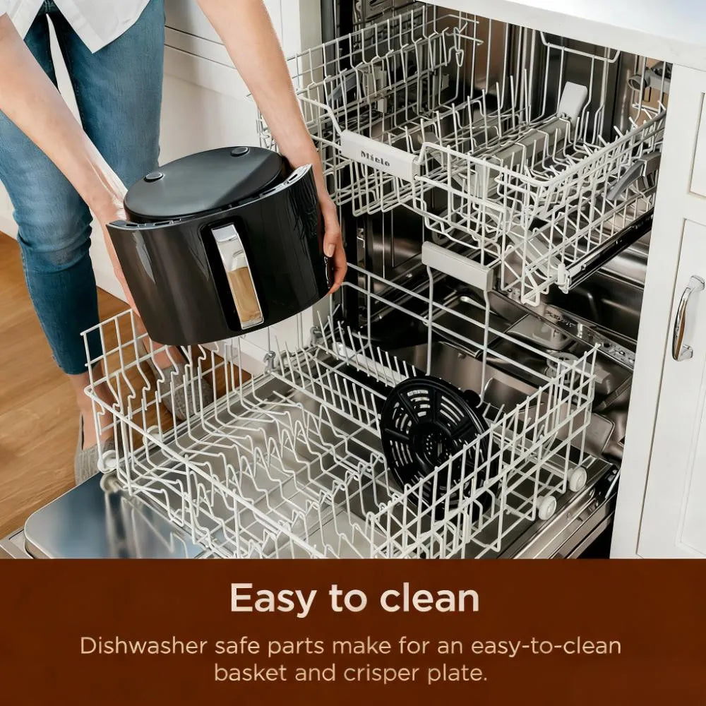 Space-Saving 4-in1 Air Fryer, 4QT Compact for Healthy Cooking, Includes 20 Easy Recipes