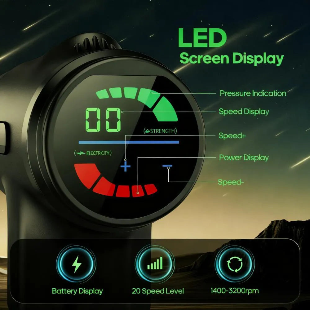 Quiet Heating Massage Gun, 7 Heads for Full-Body Relief, Deep Tissue Percussion