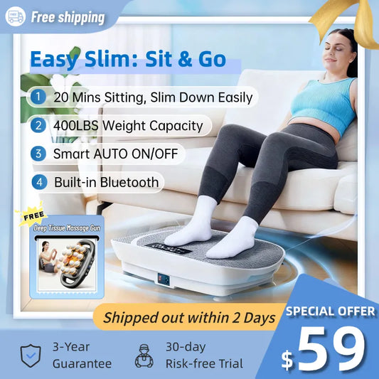 🎉Hot Deal! Vibrating Plate for Fast Slimming + FREE Massage Gun!