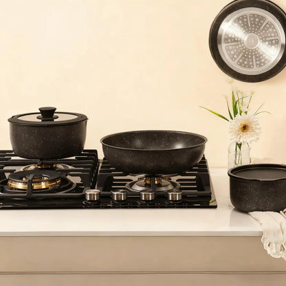 Modern Kitchen Cookware Set, Non-Stick & Easy Clean, Classic Black