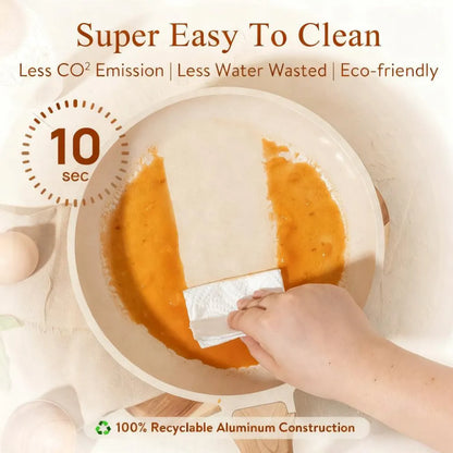 Healthy Non-Toxic Skillet, 8-Inch Cream White Design