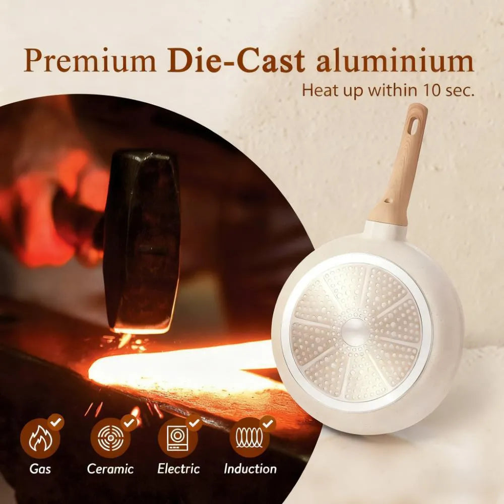 Healthy Non-Toxic Skillet, 8-Inch Cream White Design