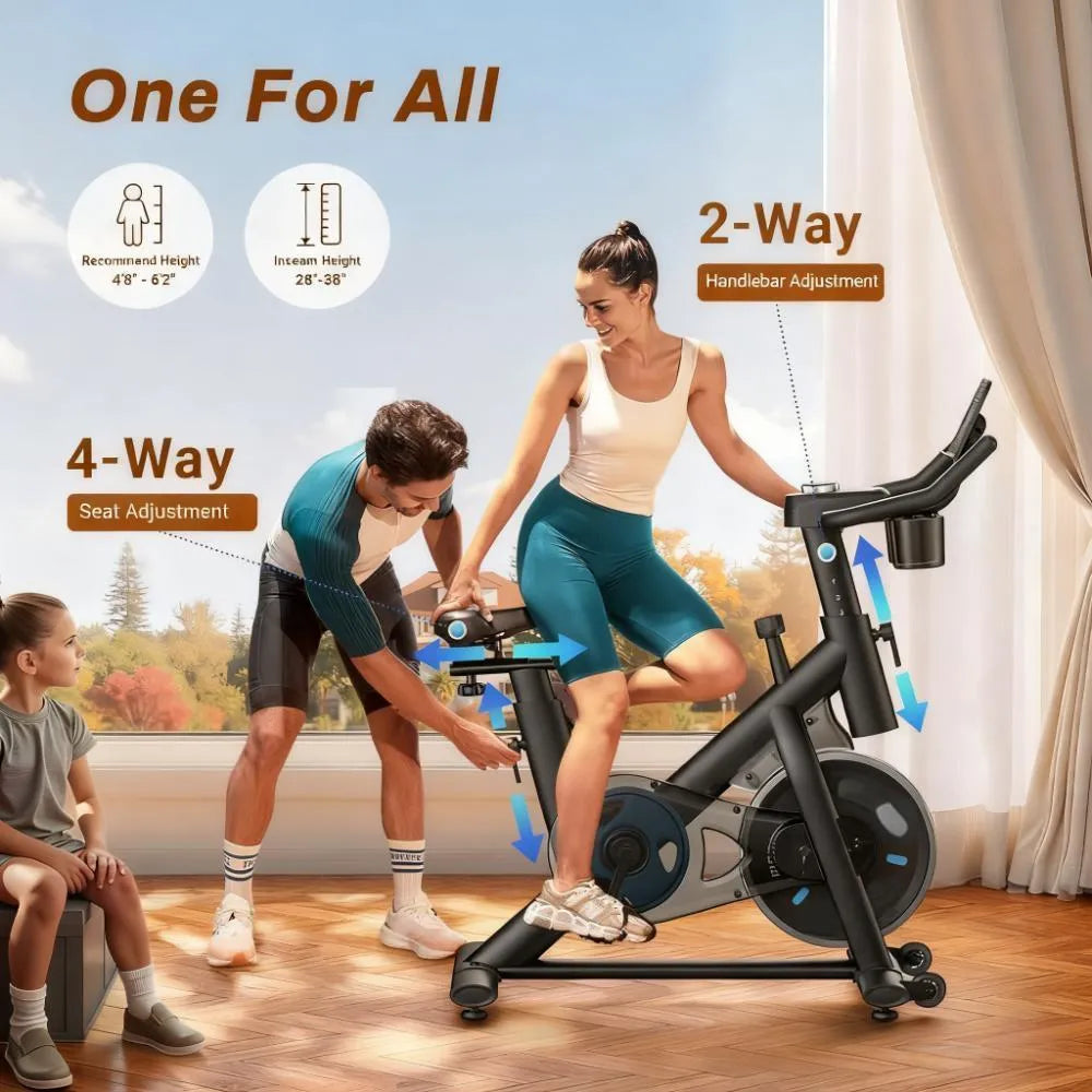 Smart Silent Exercise Bike with Exclusive App, 300lbs Capacity for Home Fitness