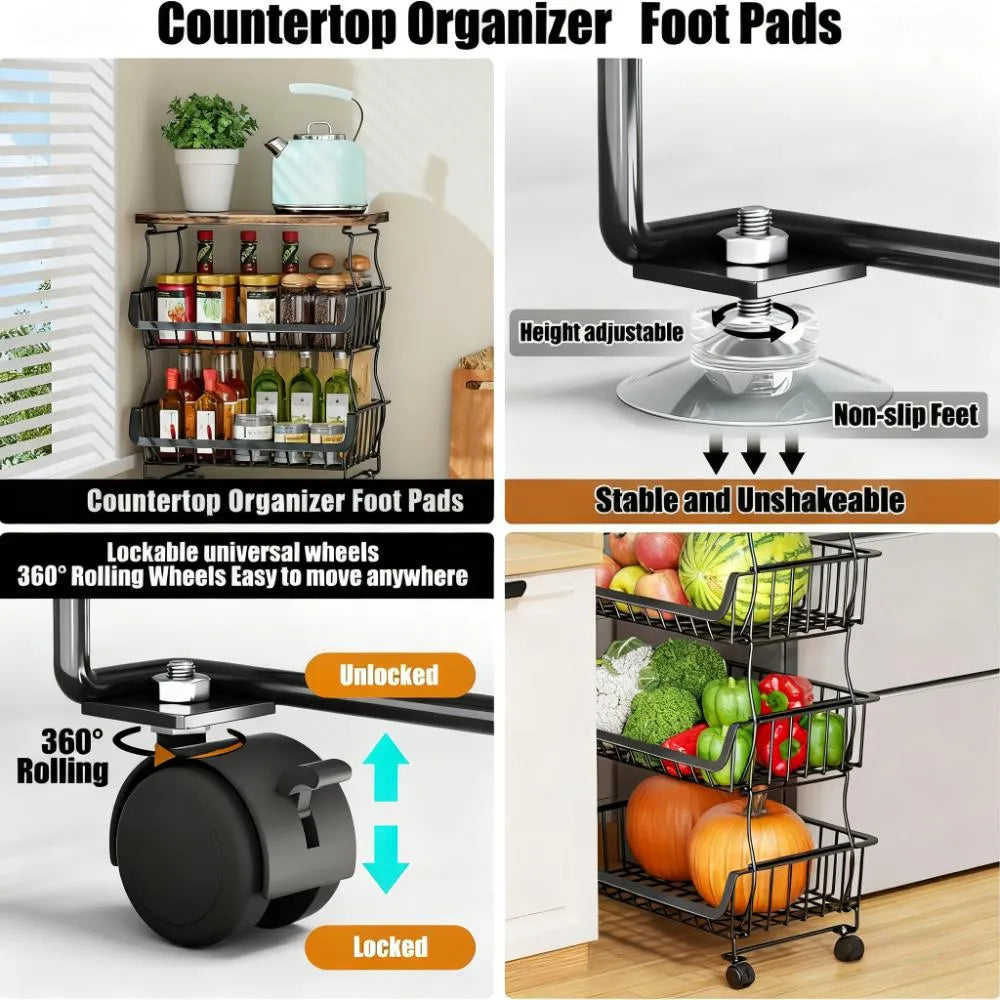 Stackable Metal Storage Basket with Wheels