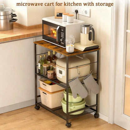 Space-Saving Kitchen Utility Cart, 3-Tier Organizer for Small Spaces