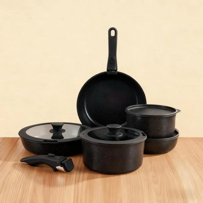 Modern Kitchen Cookware Set, Non-Stick & Easy Clean, Classic Black