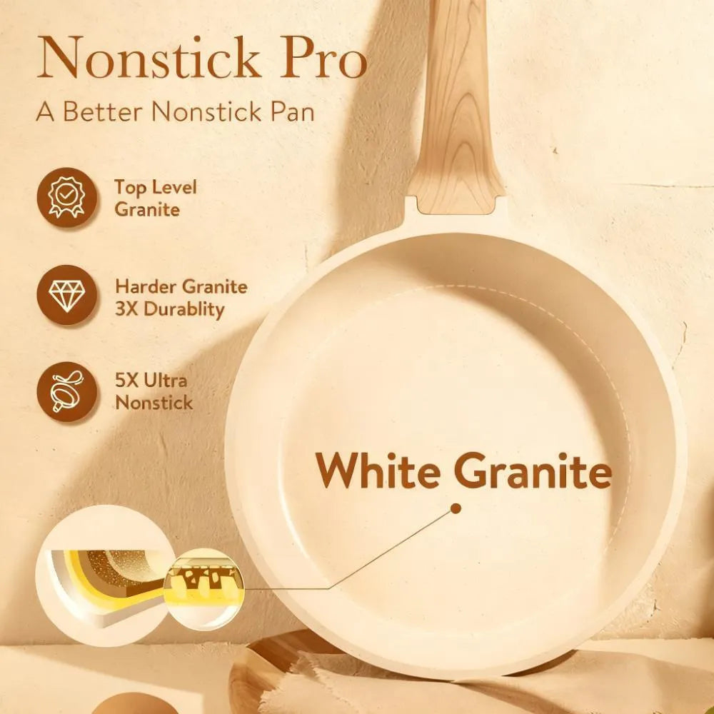 Healthy Non-Toxic Skillet, 8-Inch Cream White Design