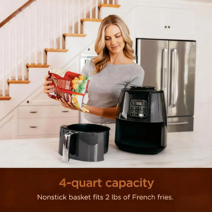 Space-Saving 4-in1 Air Fryer, 4QT Compact for Healthy Cooking, Includes 20 Easy Recipes