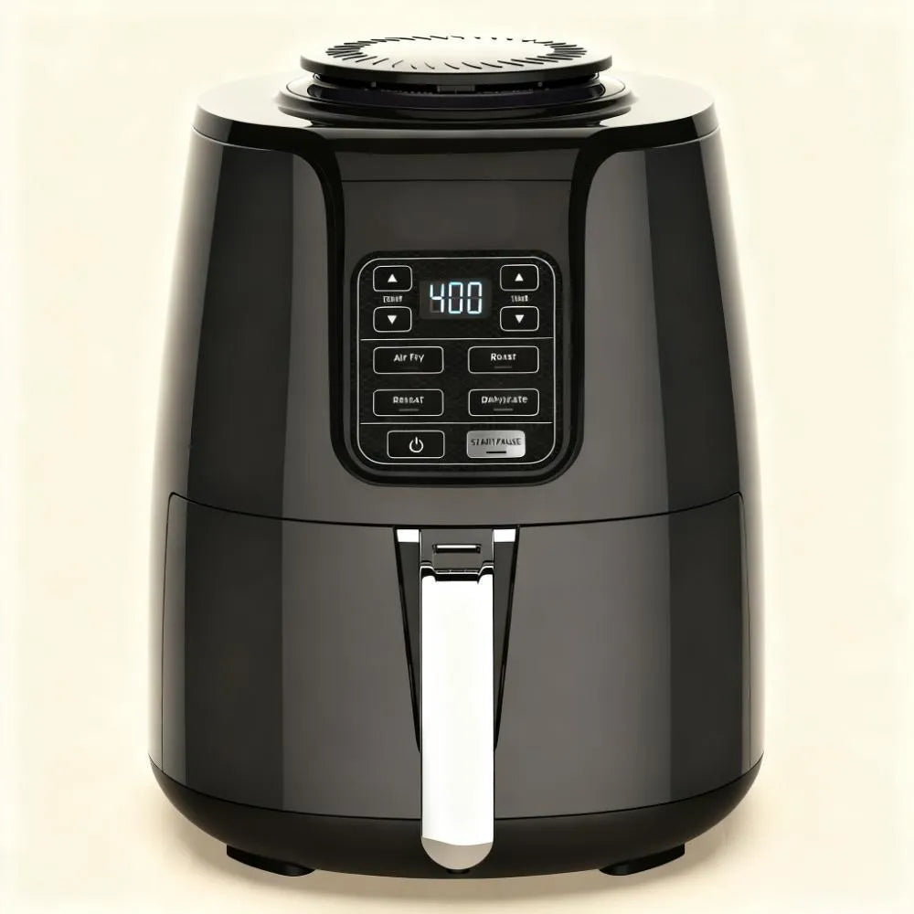 Space-Saving 4-in1 Air Fryer, 4QT Compact for Healthy Cooking, Includes 20 Easy Recipes
